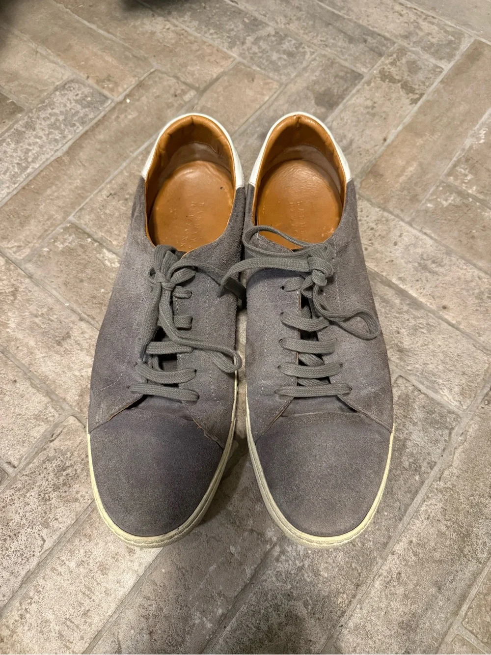 Barneys New York Gray Suede Lace-Up Sneakers